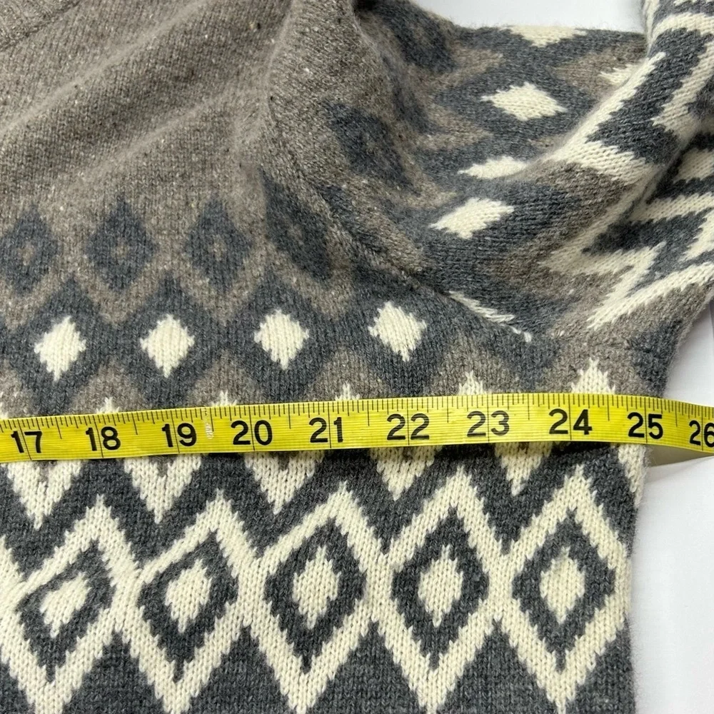 Banana Republic Gray/ Brown Crewneck Sweater Italian Yarn Wool Blend Fairisle